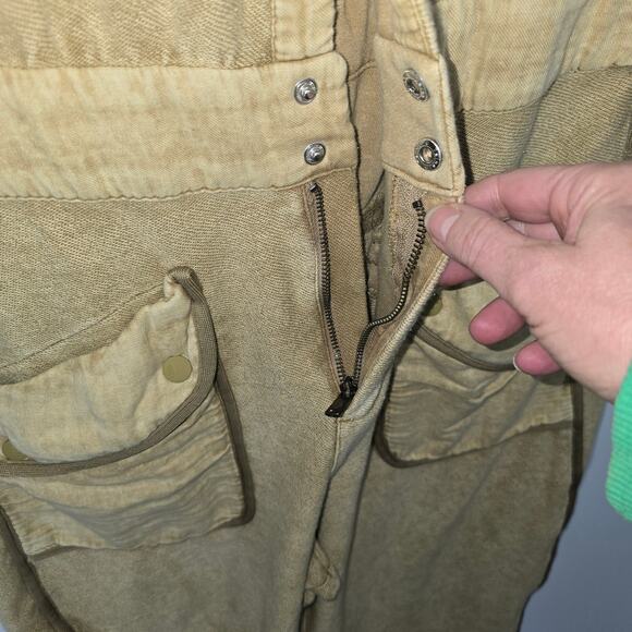 Free People Movement Timko Onesie Overall Matcha Tan Barrel Leg Boho Size Large - Picture 9 of 12